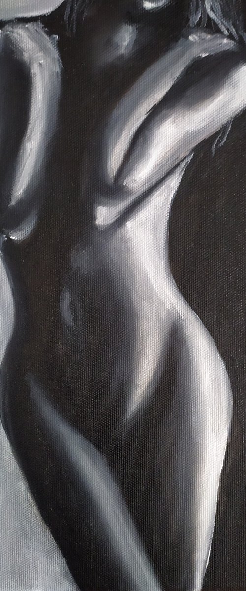 Miss you, honey. Nude erotic gestural girl oil painting, Gift art for home by Nataliia Plakhotnyk