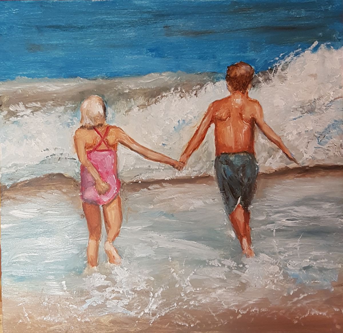 Children At Sea By Els Driesen, 9 X 9, Artwork For Sale On Artfinder