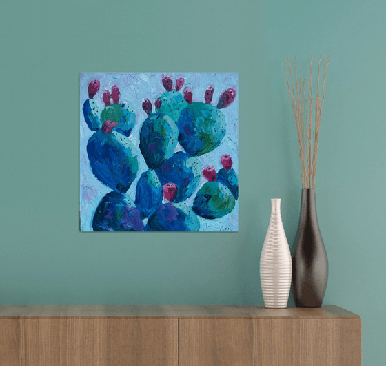 Turquoise Cactus with Blossom