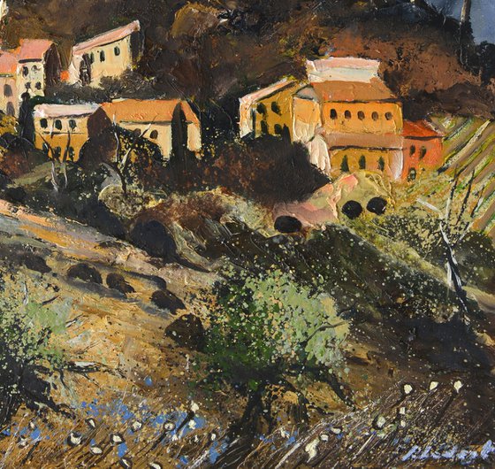 Village and olivetrees  in Provence - Suzette