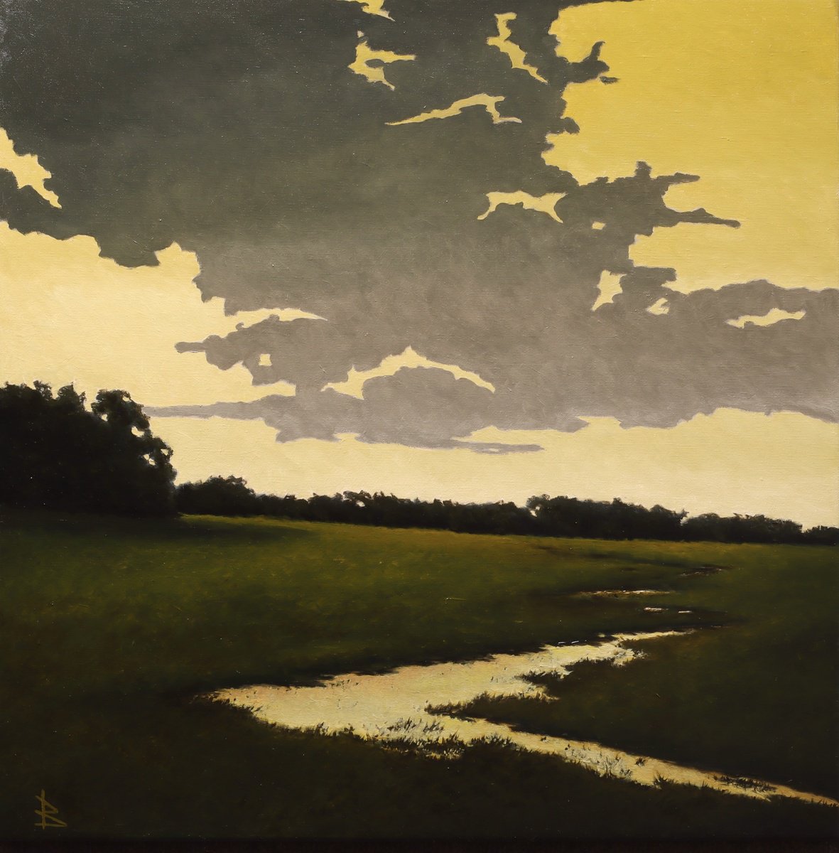 Impressionistic Landscape Oil Painting By Oleg Baulin, 24 X 24", Clouds, Original Artwork