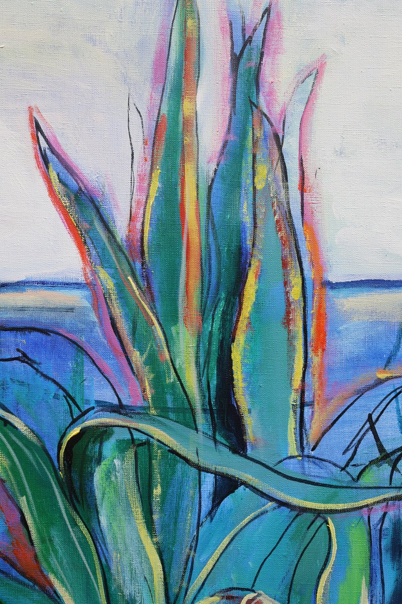 Expressive Landscape Acrylic Painting By Artem Andreichuk, 35 X 43, Tequila, Original Artwork