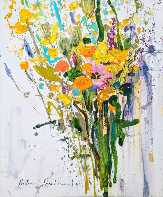 Wildflowers on white