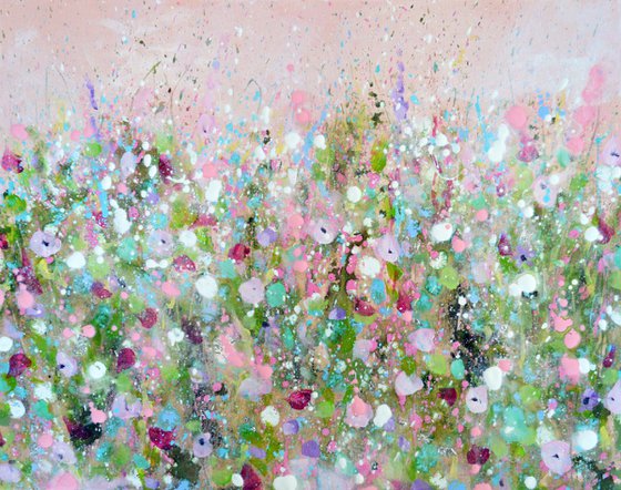 Blush Meadow -  Original Abstract Floral Painting