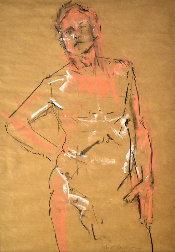 Study of a male Nude - Life Drawing No 409