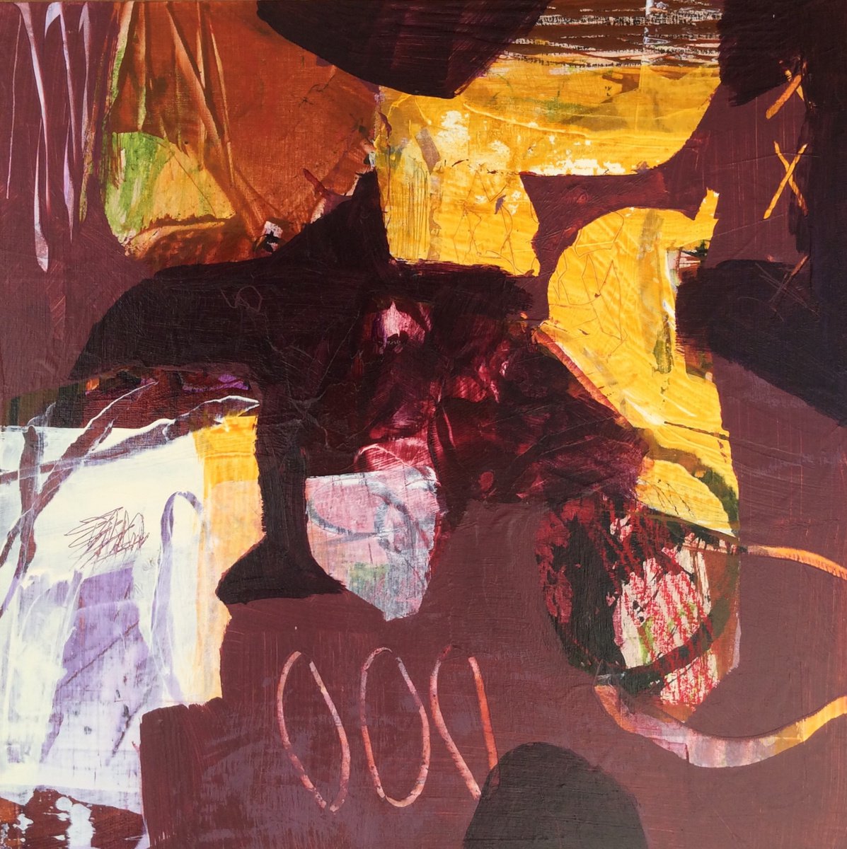 Abstract Painting By Linda Coppens, 12 X 12", Magical Places 3, Original Artwork