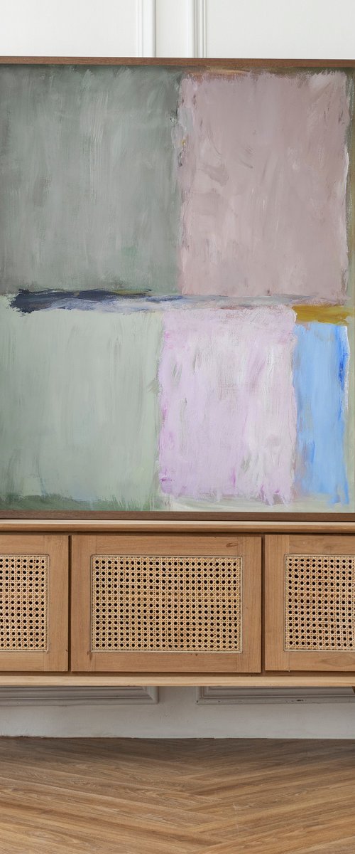 Large abstract painting pastel by Gabriel Prundeanu