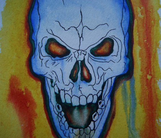 Evil Blue. Watercolour on paper. Free Shipping