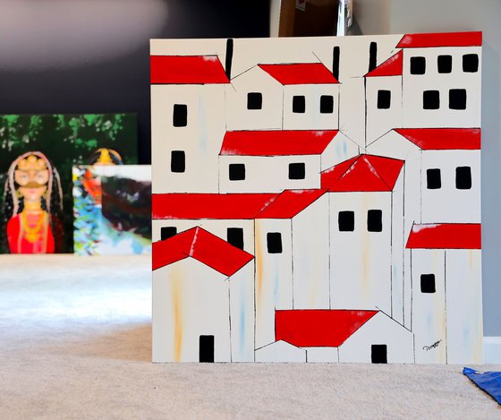 Acrylic - Red roofs