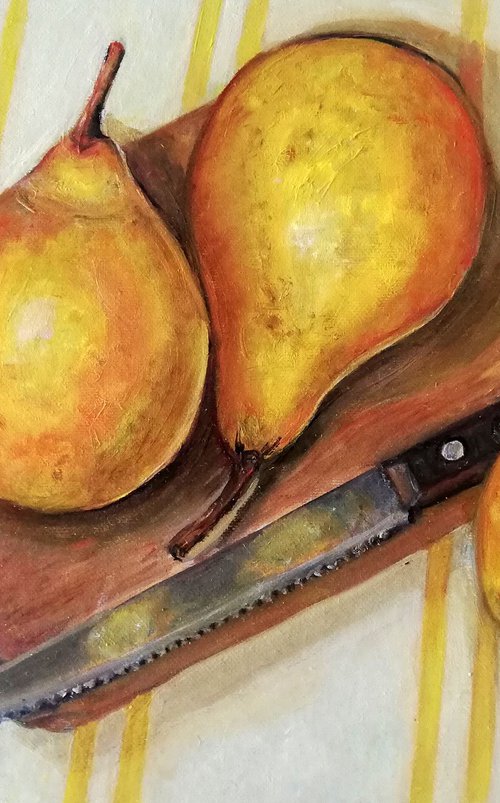 Pears on Cutting Board by Katia Ricci