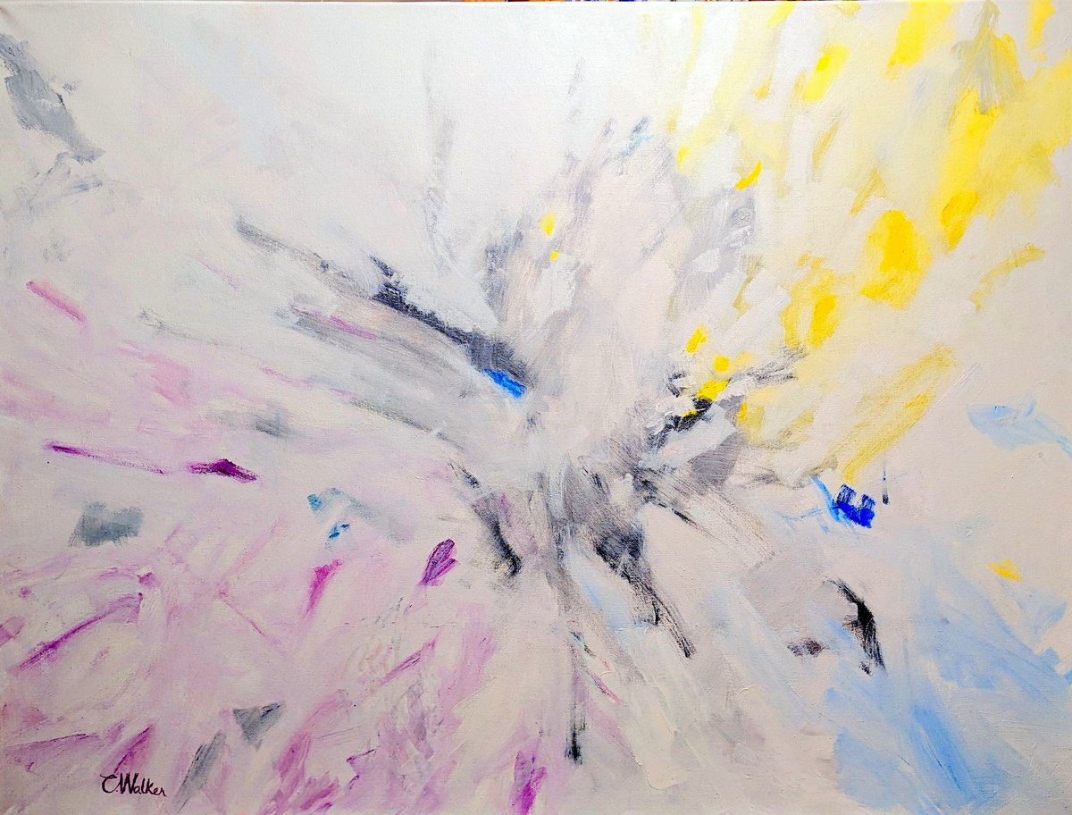 Organic Abstract Painting By Chris Walker, 40 X 32, Neutron Star, Original Artwork