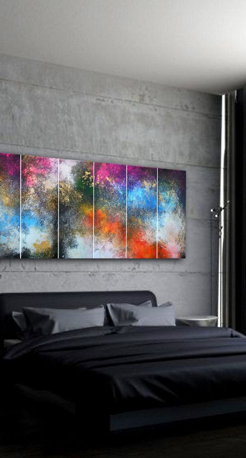 210x80cm. / Panoramic Painting  / 7 in 1 / Alex Senchenko © 2019 / Sounds of the City by Alex Senchenko