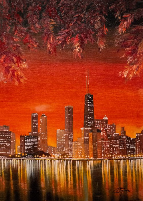 "SUNSET OVER CHICAGO" by Tetiana Tiplova