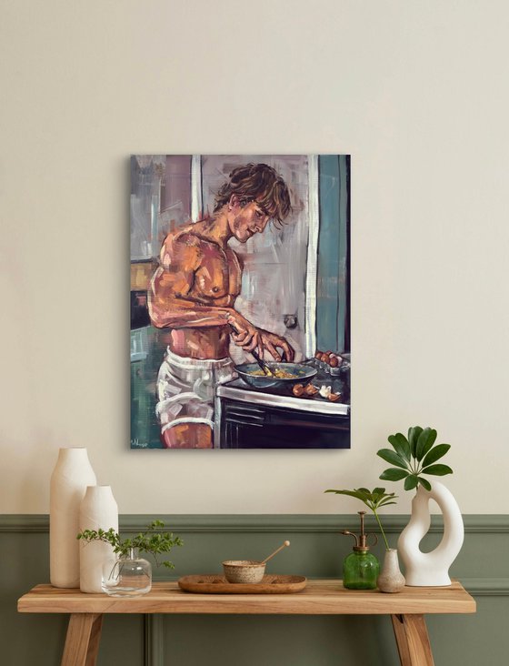 Young man cooking