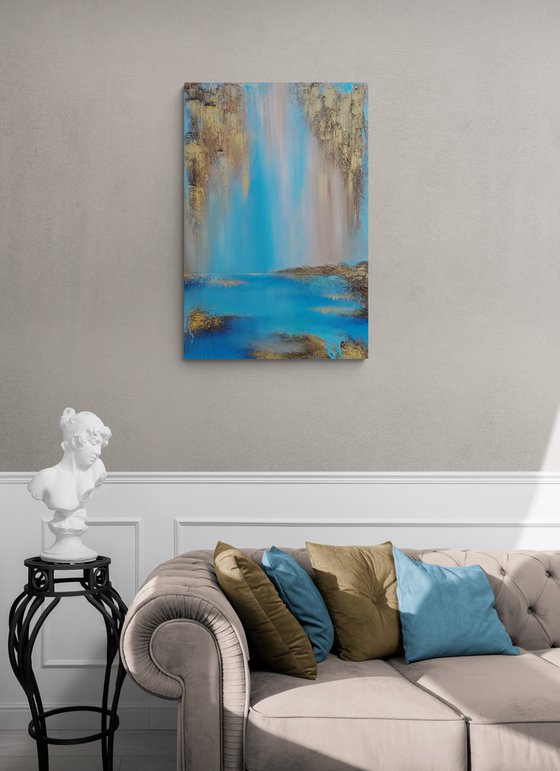 A XL large original modern semi-abstract painting "Shine"