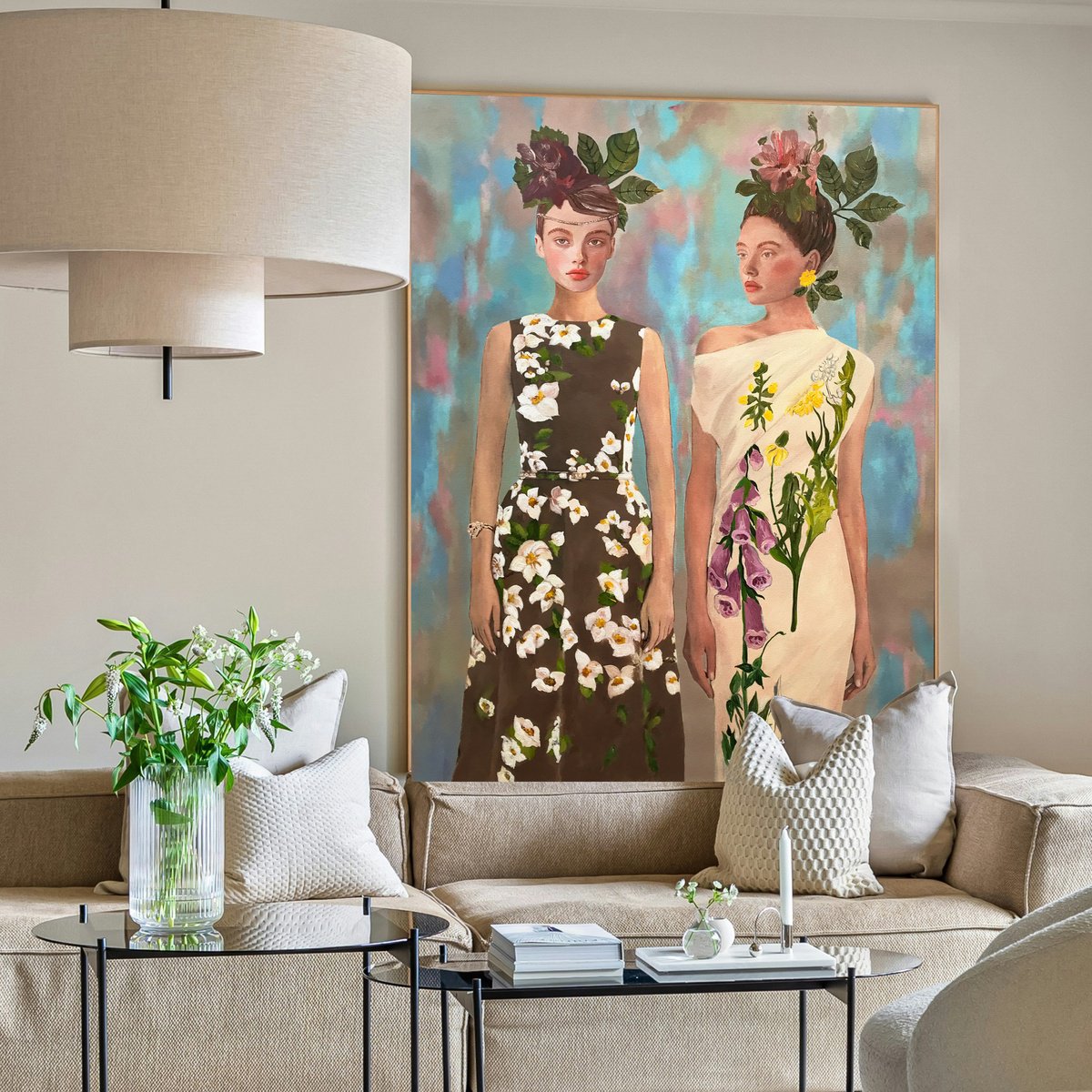 Illustrative Acrylic Painting , Les Demoiselles Des Fleurs N°4 By Artemisia, 33 X 43, Artwork For Sale On Artfinder