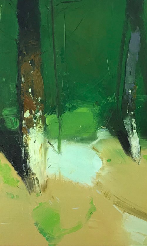 Forest Trees, Original oil painting, Handmade artwork, One of a kind by Vahe Yeremyan