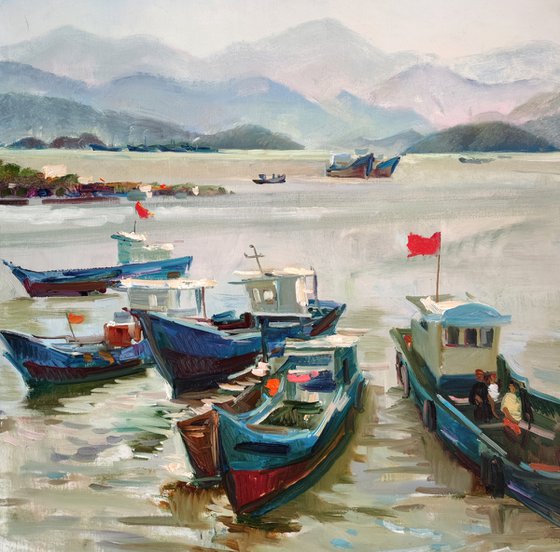 Boats in Níngbō.