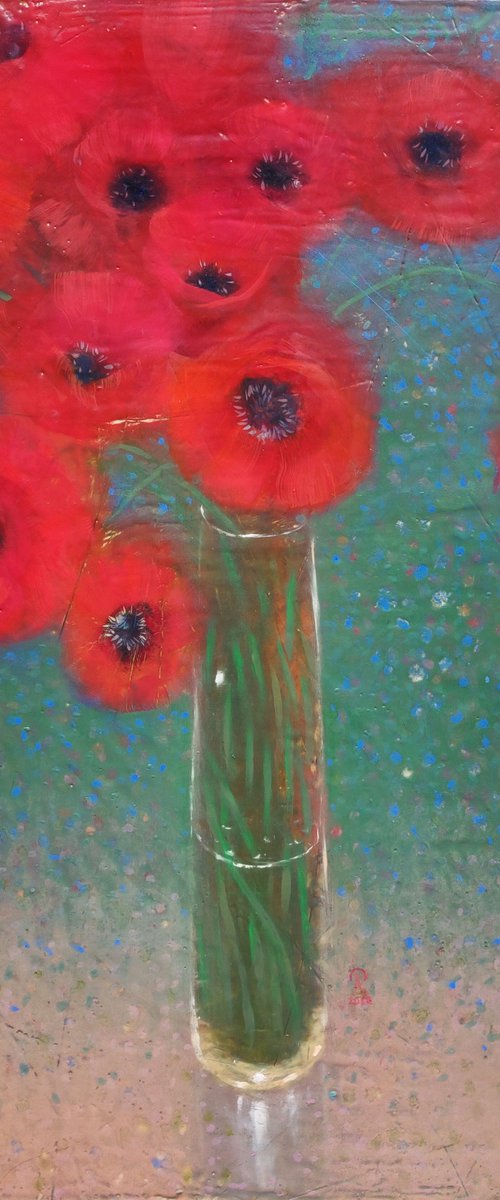 Poppy Red - Encaustic Painting by Ayna Paisley