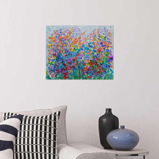 Mid Summer Meadow Flowers #2 - Original Painting   by Olena Art