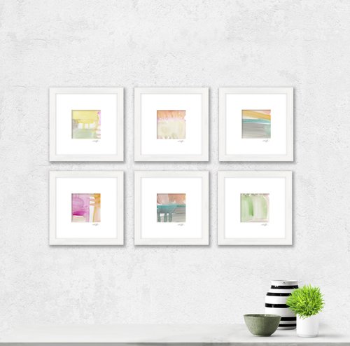 Soft Whispers Collection 4 - Set of 6 Abstract Paintings in Mats by Kathy Morton Stanion by Kathy Morton Stanion