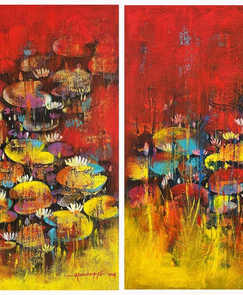 Waterlily_0044-Diptych by Arundhati Pise by Avinash Pise