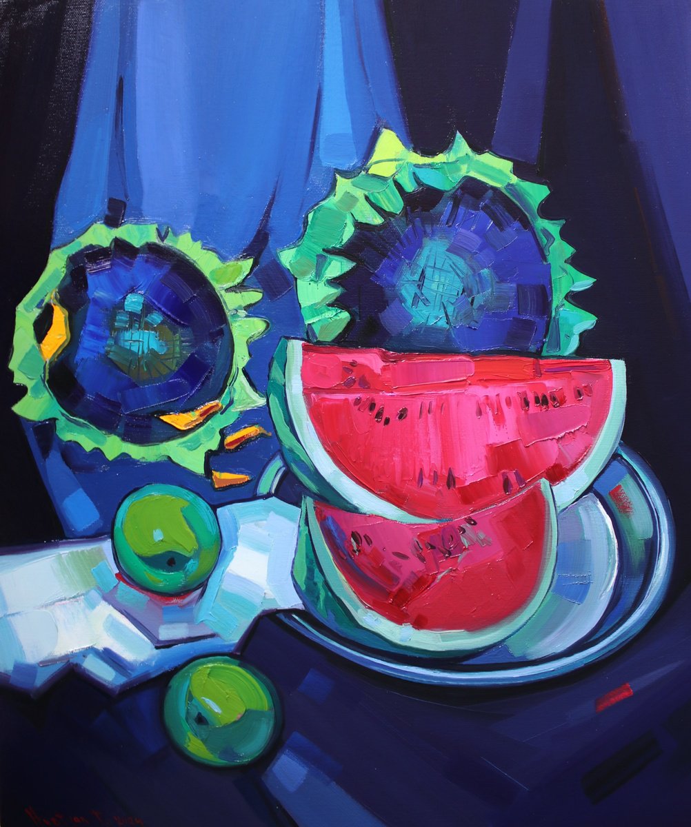 Expressive Still Life Oil Painting By Tigran Avetyan, 20 X 24", Still Life, Original Artwork