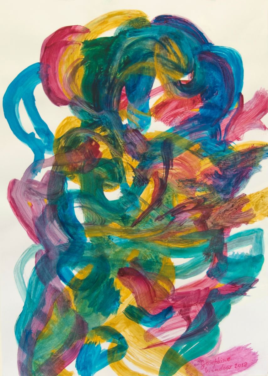 Expressive Abstract Acrylic Painting By Josephine Window, 23 X 33", Rhythms 6, Original Artwork