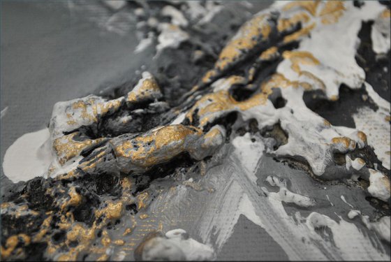 Unendlich  - abstract acrylic painting canvas wall art grey gold metallic modern art