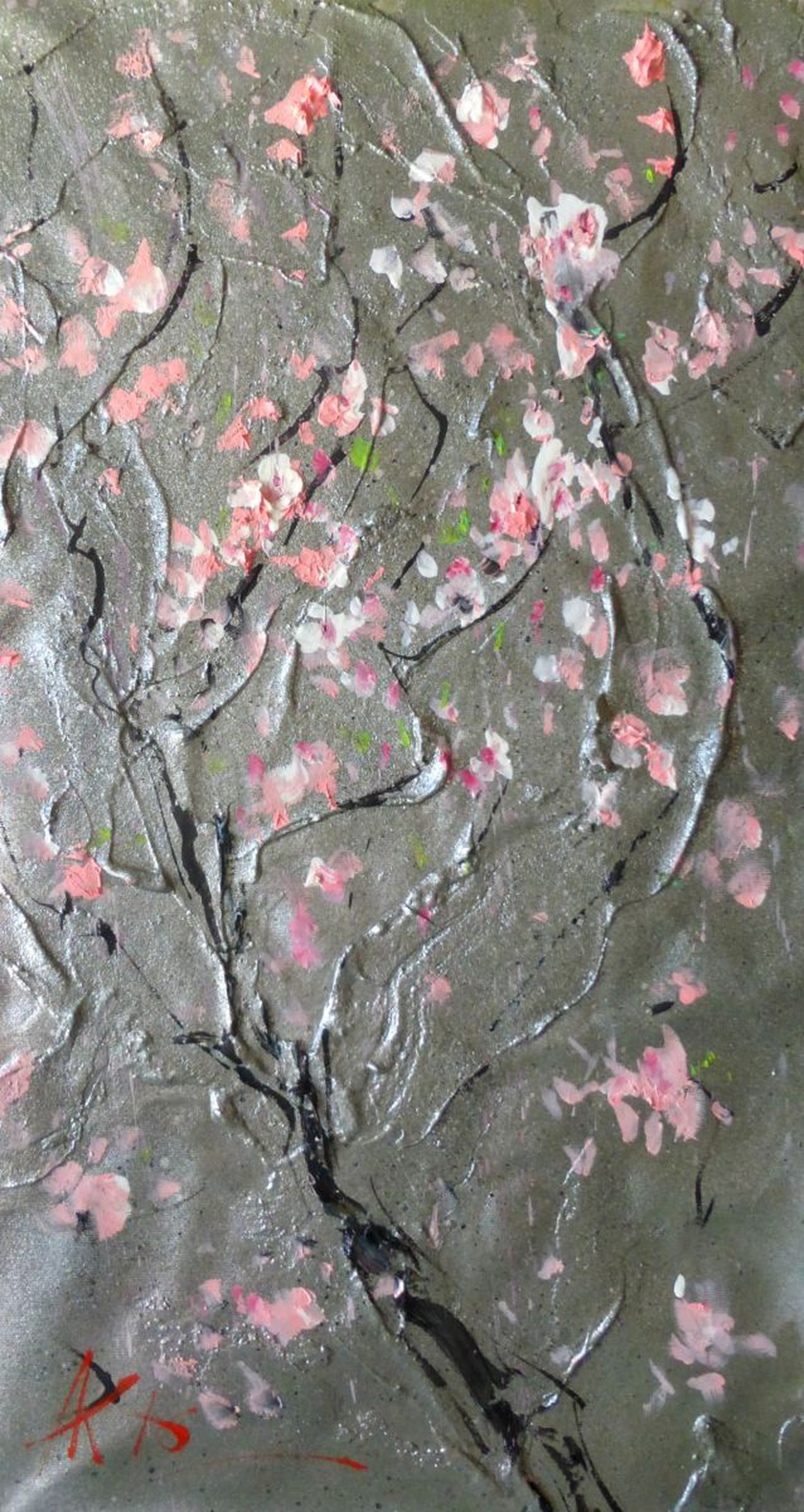 Sakura Branch Oil Painting 40x65 Cm Artfinder