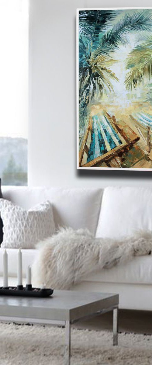 Summer scene, Landscape oil painting, Edge of Paradise by Sandra Zekk
