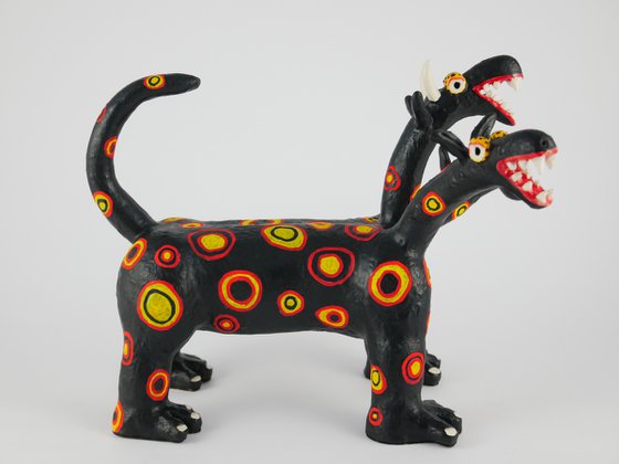 Black Cerberus with Colored Circles