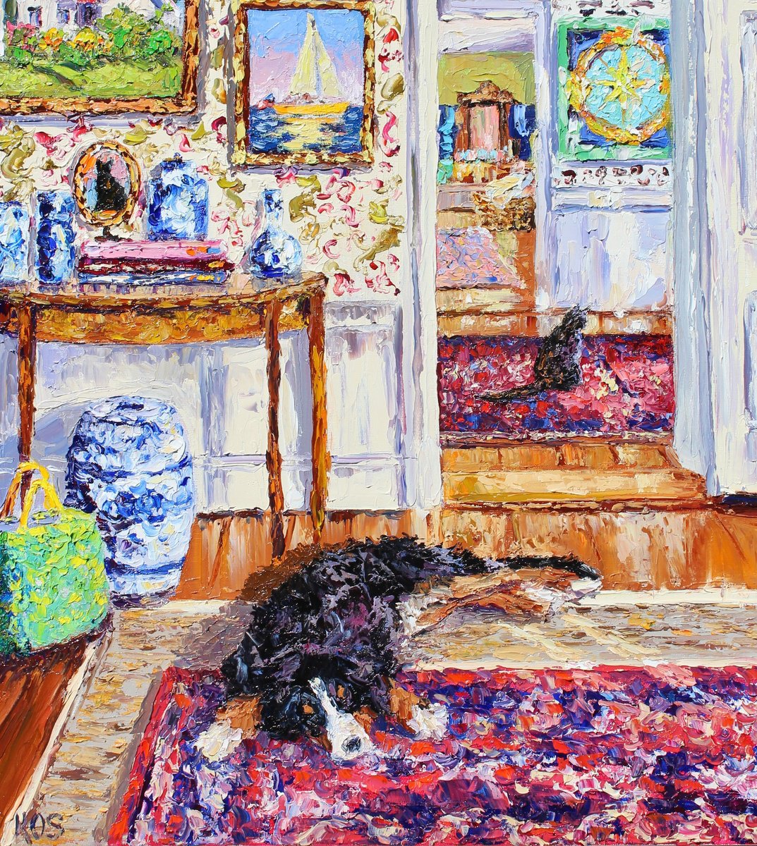 Impressionistic Animal Oil Painting By Kristen Olson Stone, 18 X 24", Lullaby By The Sea, Original Artwork