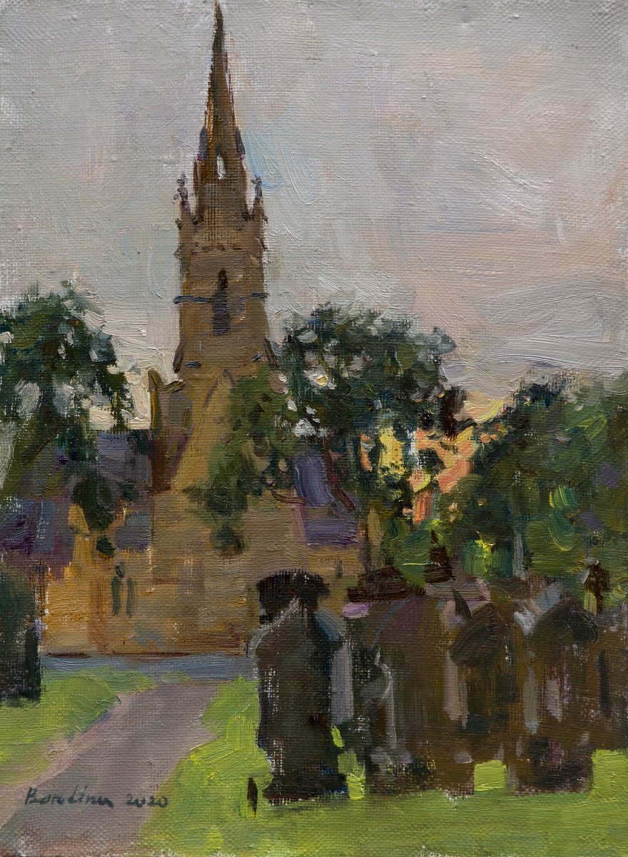 Impressionistic Cityscapes Oil Painting By Anastasia Borodina, 12 X 16, The Old Church - Original Oil Painting, Artfinder