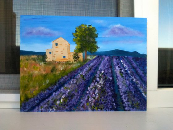 " Lavender sky " 40*30 cm\17*12"\lavender landscape\provence landscape\lavender field