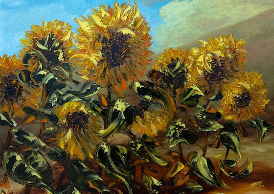Sunflowers  (60x50cm, oil painting, ready to hang)