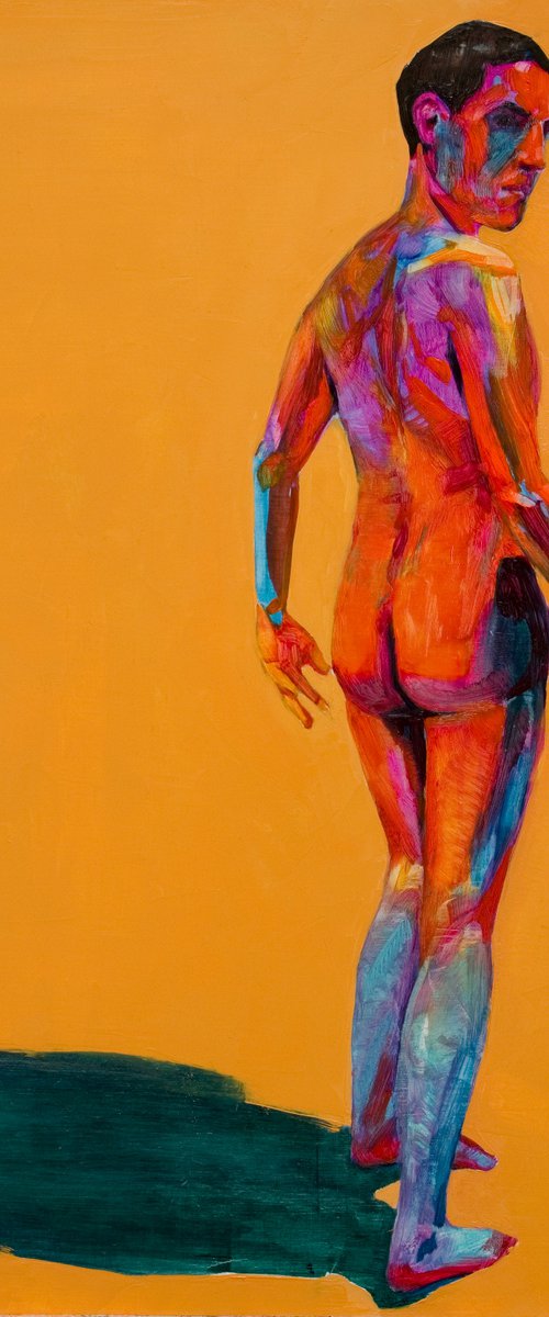 modern pop art expressionist portrait of a nude man by Olivier Payeur