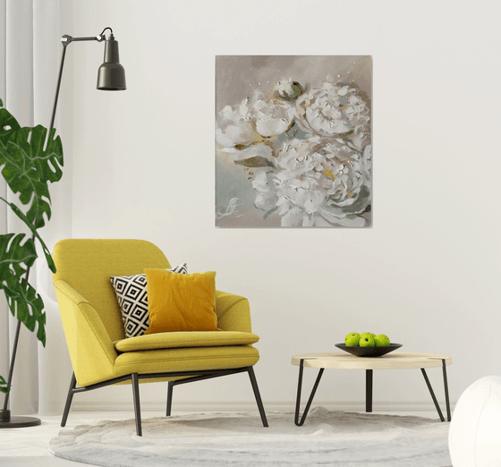 Peonies wall art, Floral Canvas - Peonies Original Art