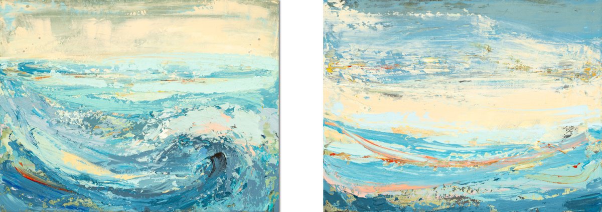 Diptych (Emotional Seascapes) By Susana Sancho Beltran, 55 X 20, Artwork For Sale On Artfinder