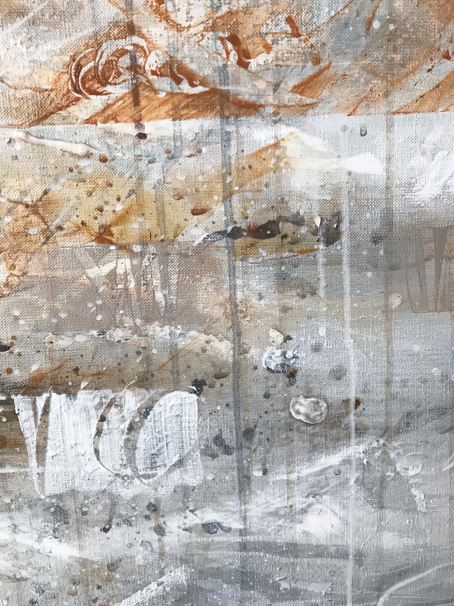 Expressive Abstract Acrylic Painting By Galina Poloz, 39 X 39, Grey Calendar 2., Original Artwork