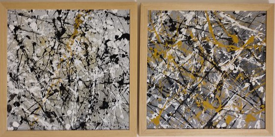 large abstract painting-xxl-Abstract Acrylic Painting Diptych on Artist-Stretched Canvas - 100x50(39"19") wall art canvas-cm-title-c733