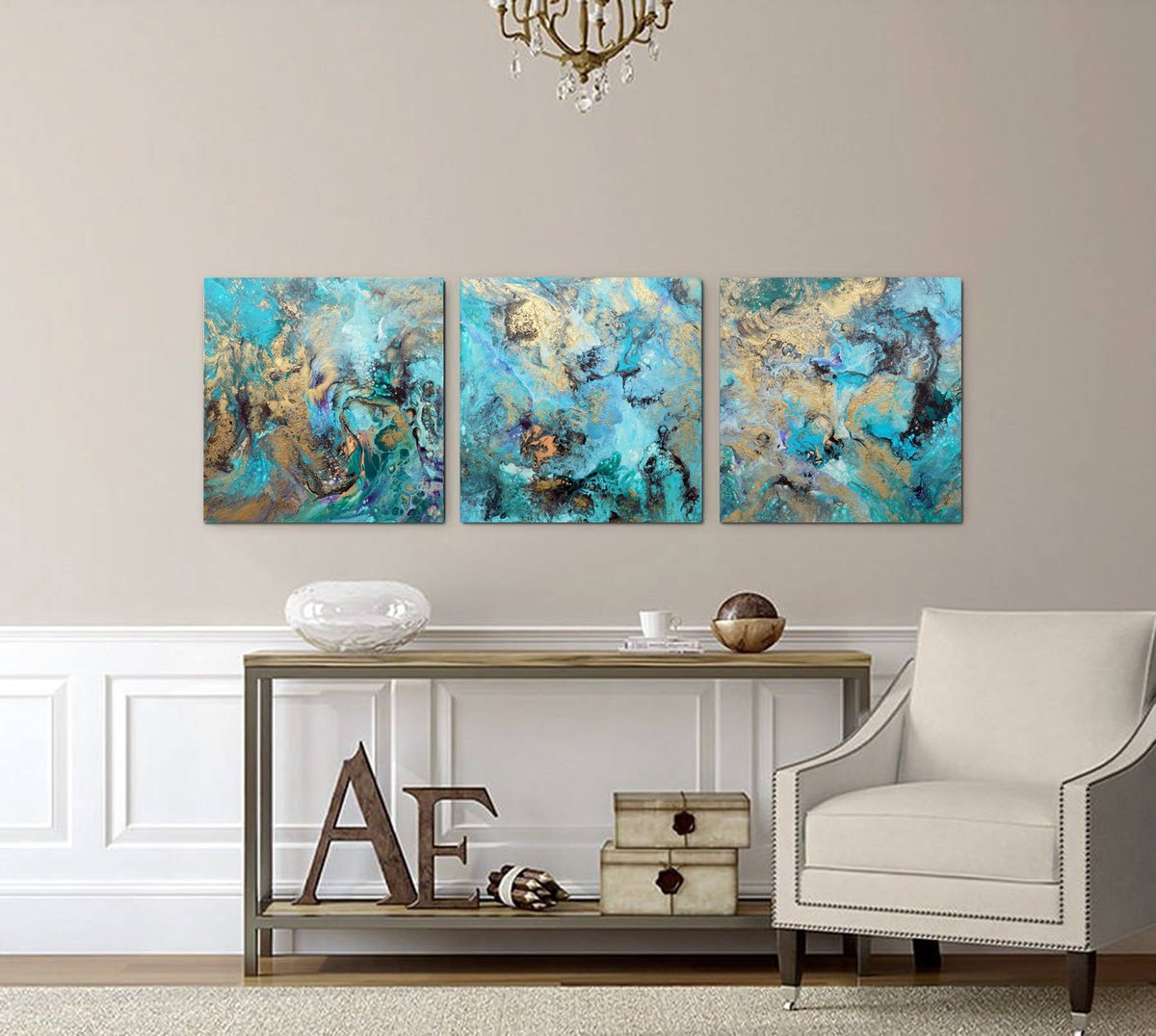 Abstract triptych by Areti Ampi