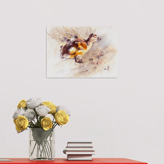 Gosling painting, duckling, Easter, Cute bird, watercolour, watercolor, original wall art