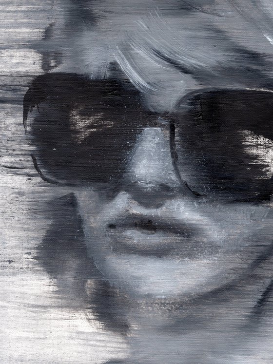 Aivita | Black and white oil painting on paper | beautiful powerful make up fashion muse sunglasses summer vibe woman lady