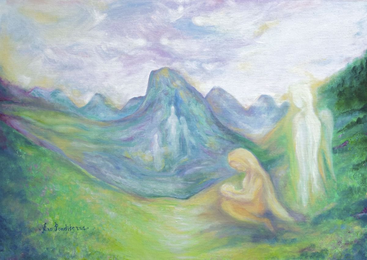 Spirits of mountains - original oil painting by Nino Ponditerra