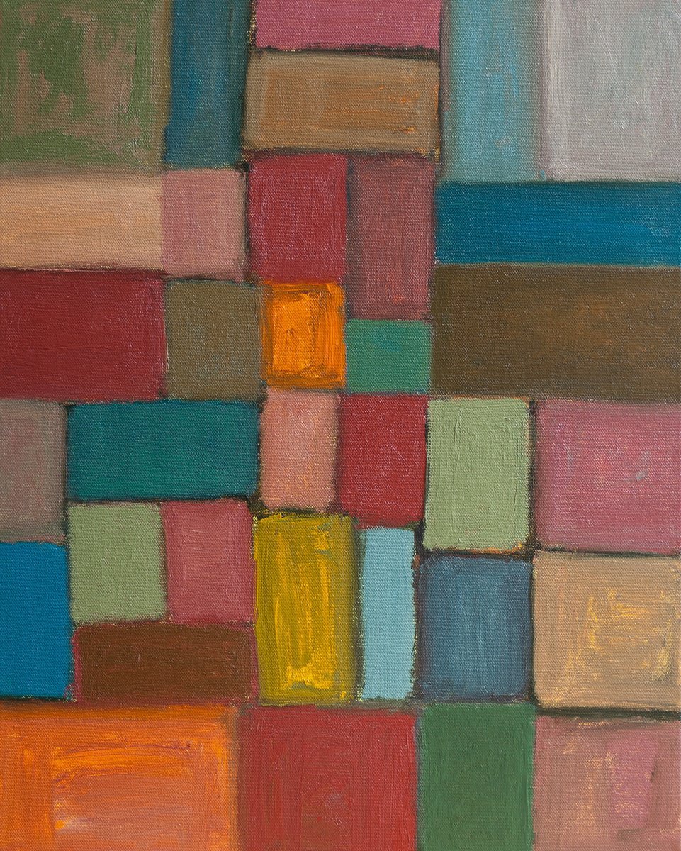 Abstract Landscape Oil Painting By Thomas Hjelm, 17 X 21", Between The Land And The Sky, Original Artwork