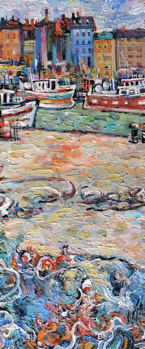 Fishing nets on the dock. Normandy. by Nikifor Swiristuhin