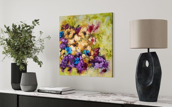 "Euphoria I" from "Colours of Summer" collection, abstract flower painting