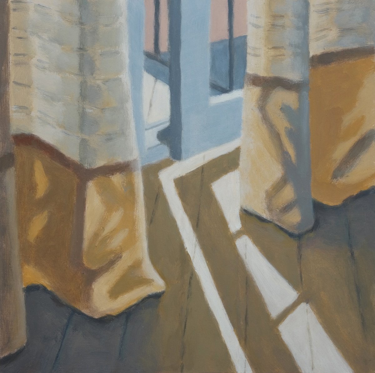 Still Life Acrylic Painting By Hugo Lines, 11 X 11, The Open Door, Original Artwork