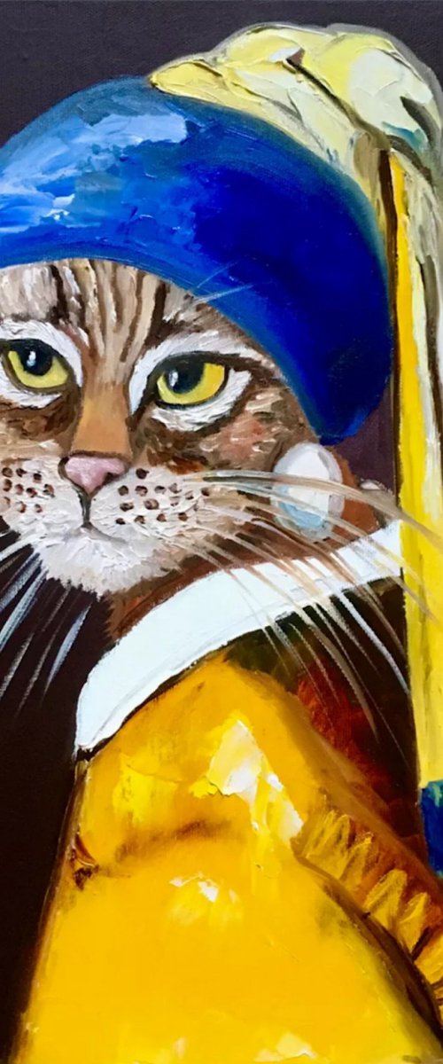Cat with the pear earring 4 by Olga Koval